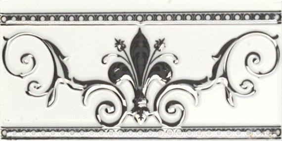

Керамическая плитка Almera Noblesse Cenefa Noblesse Blanco Silver Бордюр 10x20