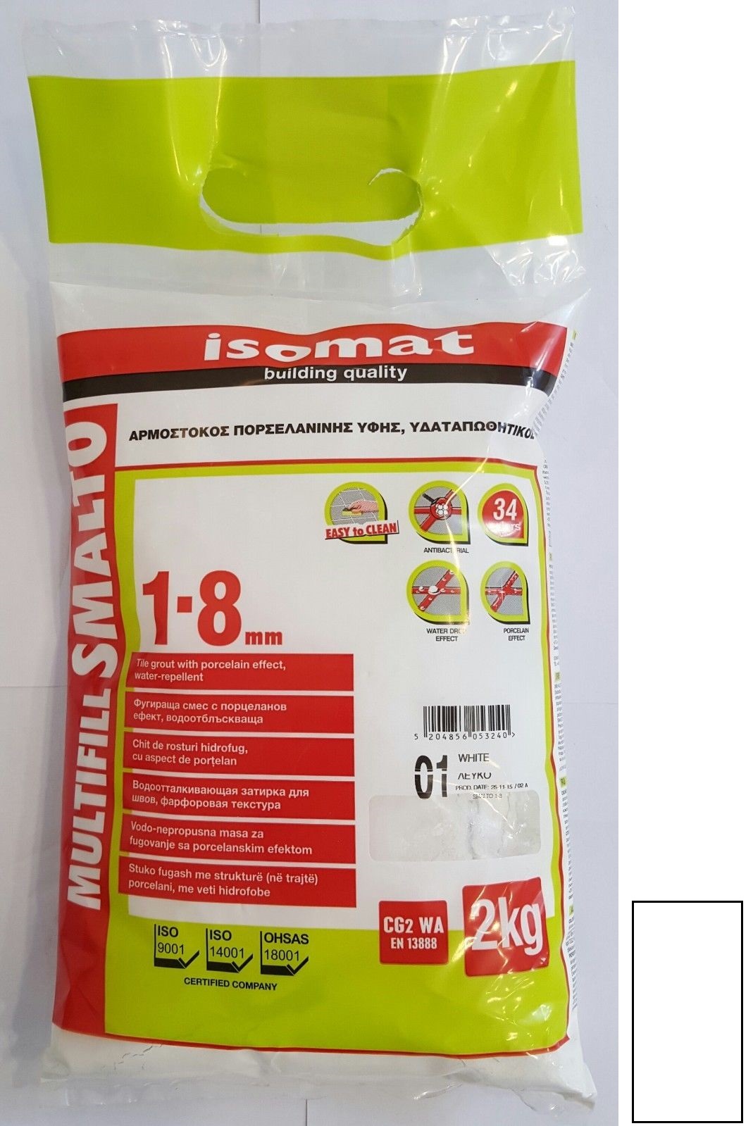 Затирка Isomat Multifill Smalto 1-8 Белый 01 (2 кг)