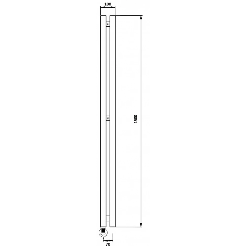 Электрический полотенцесушитель Secado Бергамо 2К 1500x70 ТЭН Лев. Черный матовый
