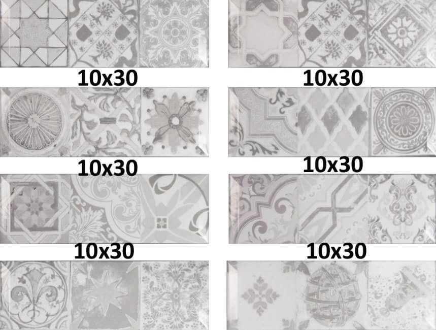 Керамическая плитка Monopole Antique Gris brillo bisel настенная 10x30