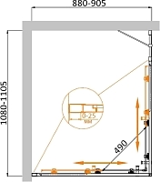 Душевой уголок Cezares Molveno 1950x1100x900 (рифленое стекло) брашированное золото MOLVENO-AH-21-90+20-P-BORO