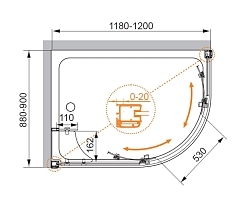 Душевой уголок Cezares Anima 2000x1200x1000 левый хром ANIMA-W-RH-2-120/100-C-Cr-L