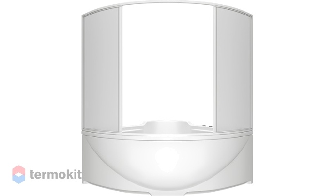 Шторка на ванну BAS 1500x1450 (матовое стекло) белый ШТ00028