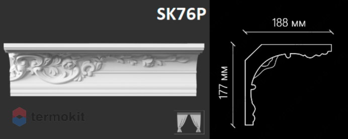 Карниз Artpole орнаментальный SK76P правая ветвь