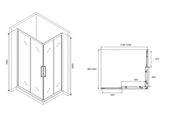 Душевой уголок ABBER Schwarzer Diamant 1950x1200x900 черный AG02129BH