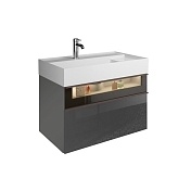 Тумба с раковиной Burgbad Yumo 81 подвесная с подсветкой серый глянец SFMX082 F3194 C0001*1
