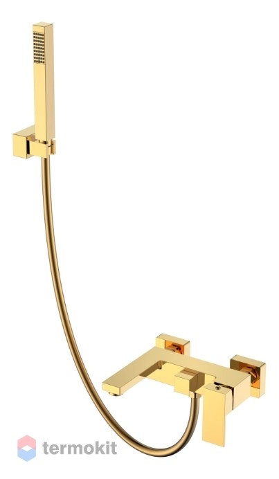 Смеситель для ванны и душа Boheme Qubic Shinny Gold 473-G