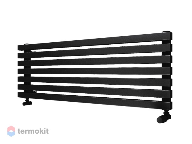 Стальной трубчатый радиатор КЗТО QUADRUM 60 H 1500 черный матовый муар / 14 секций с нижним правым подключением