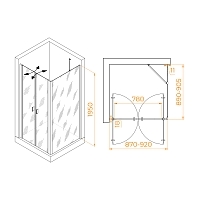 Душевой уголок RGW Passage PA-144B (PA-104B+Z-050-2B+O-204B) 1950x900x900 черный 060814499-14