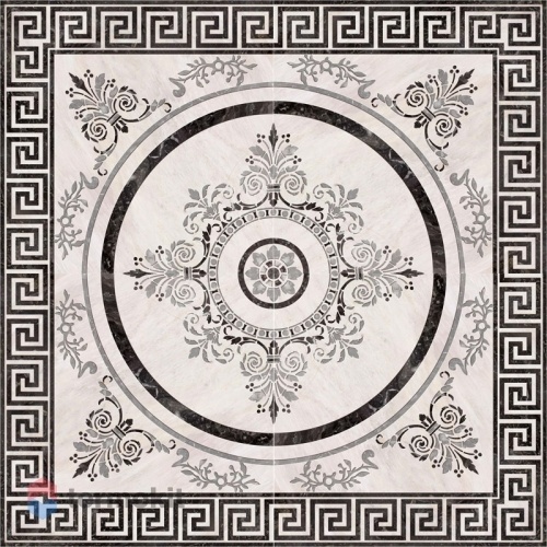 Керамическая плитка Absolut Keramika Roseton Nero 4 декор 45х45