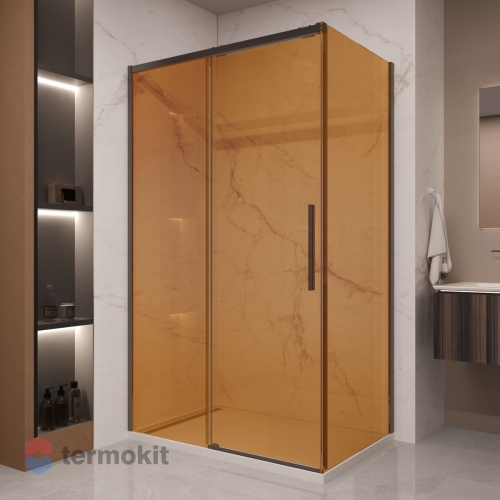 Душевой уголок Vincea Stella 2000x1200x900 (стекло янтарь) черный VSR-1ST9012GSB