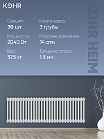 Стальной трубчатый радиатор Kohr Heim 3042/30 секций с боковым подключением 3/4