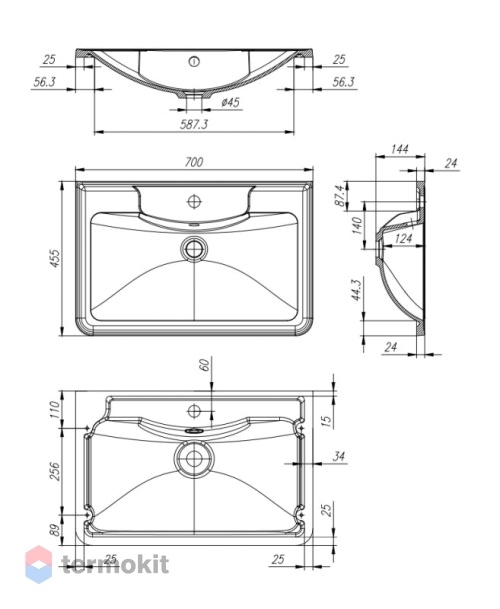 Раковина мебельная BelBagno Albano 70 BB700/455-LV-MR-ALR