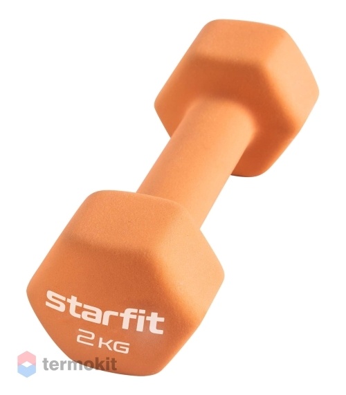 Гантель неопреновая Starfit DB-201 2 кг, оранжевый пастель 1 шт