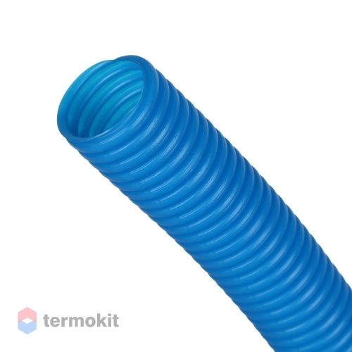 Труба STOUT гофрированная ПНД, цвет синий, наружным диаметром 32 мм для труб диаметром 25 мм бухта \ 050м \