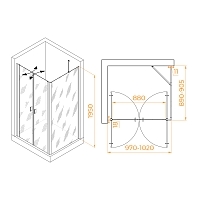 Душевой уголок RGW Passage PA-144B (PA-104B+Z-050-2B+O-204B) 1950x1000x900 черный 060814409-14