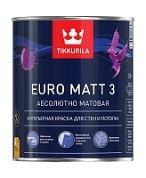 Tikkurila Euro Matt 3 Водоразбавляемая краска для стен и потолков,база С 0,9л