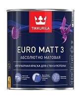 Tikkurila Euro Matt 3 Водоразбавляемая краска для стен и потолков,база С 0,9л