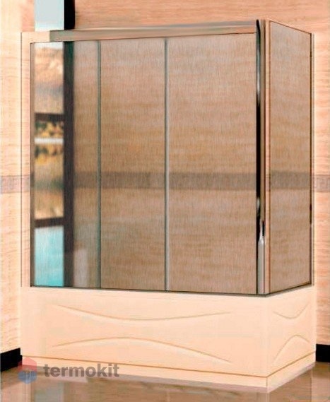 Душевая шторка на ванну RGW Screens SC-81 (SC-41+ Z-52) 1500х1700х750 (рифленое стекло) Хром