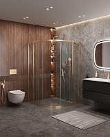 Душевой уголок Cezares Molveno 1950x1300x1300 брашированное золото MOLVENO-R-22-100+30-C-BORO-IV