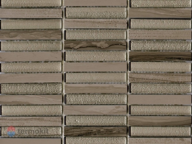 Керамическая плитка Lantic Colonial Mosaico Time Text Linear Silver Wood Мозаика 30,5x30