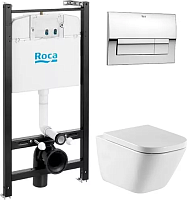 Комплект ROCA Pack The Gap подвесной унитаз + инсталляция + кнопка + сиденье микролифт 893104100