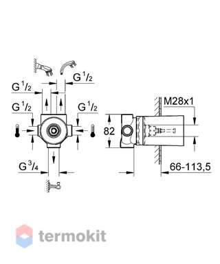 Переключатель потоков для душа на 3 положения Grohe Ondus 29033000