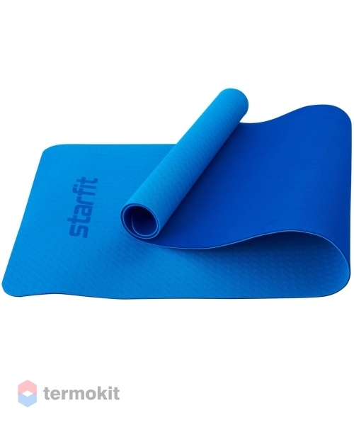 Коврик для йоги Starfit FM-201 TPE 173x61x0,6 см, синий/темно-синий
