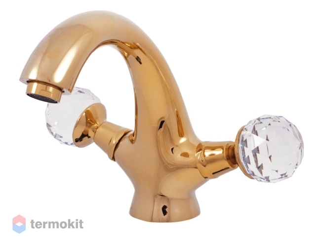 Смеситель для раковины RavSlezak BRILLIANCE с донным клапаном золото BRILLIANCE129.5Z