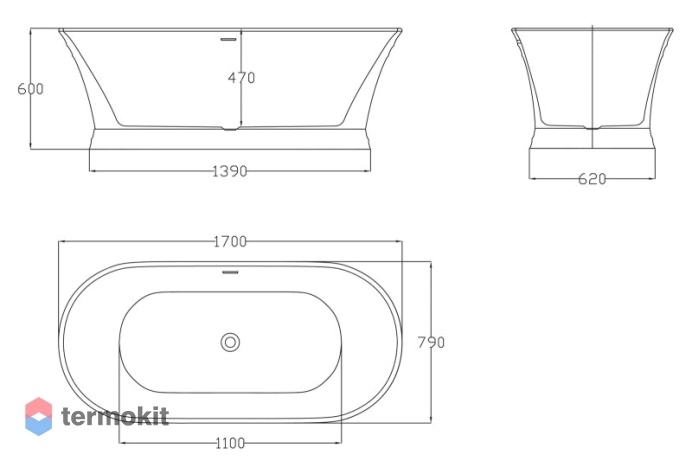 Акриловая ванна BelBagno 1700x790 BB402-1700-790