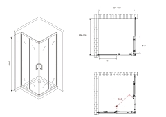 Душевой уголок ABBER Schwarzer Diamant 1900x900x900 хром AG020905