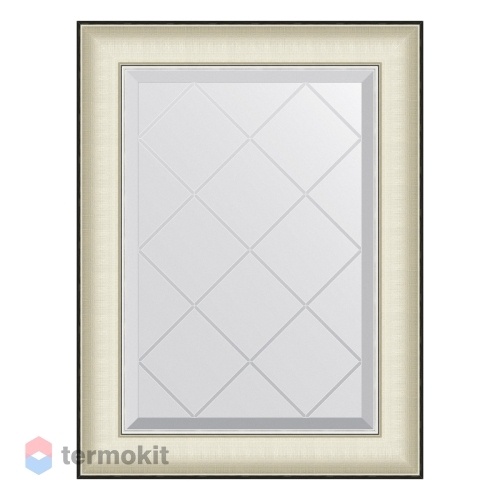 Зеркало с гравировкой в багетной раме EVOFORM EXCLUSIVE-G 54 белая кожа с хромом BY 4565
