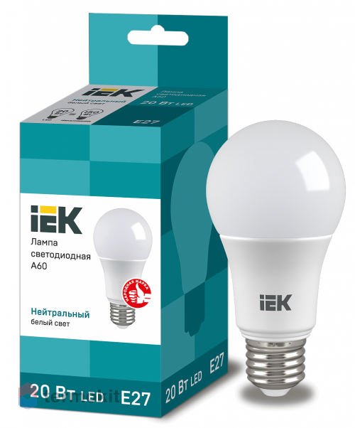 Лампа светодиодная IEK ECO A60 шар 20Вт 230В 4000К E27
