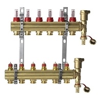 Коллектор Danfoss FHF-6F из латуни для 6 контуров, с преднастройкой и расходомерами