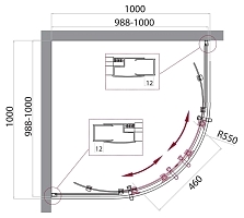 Душевой уголок BelBagno UNO 1950x1000x1000 черный матовый UNO-195-R-2-100-C-NERO