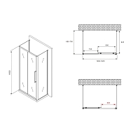 Душевой уголок ABBER Schwarzer Diamant 1950x1600x700 черный матовый AG30160BMH-S70BM-S70BM