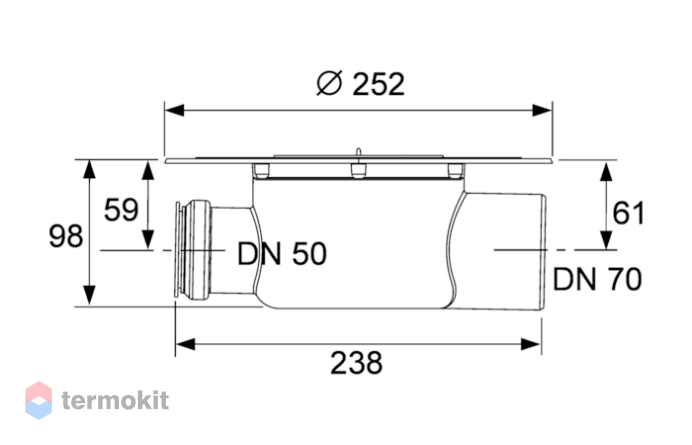 Сифон TECE TECEdrainpoint S DN 70 с универсальным фланцем Seal System 3603500