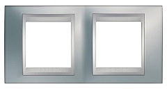 Рамка Schneider Electric UNICA Top 2-поста горизонтальная  хром матовый алюминий  MGU66.004.038