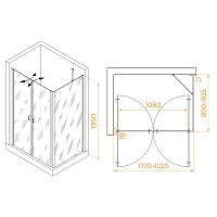 Душевой уголок RGW Passage PA-144B (PA-104B+Z-050-2B+O-204B) 1950x1200x900 черный 060814429-14