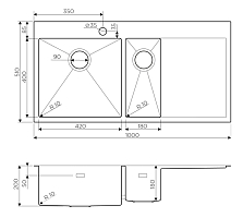 Мойка для кухни Omoikiri Akisame 100-2-GM-L 4973103