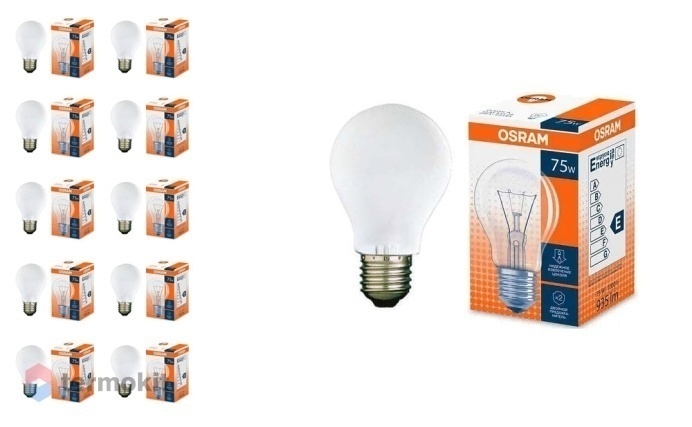 Лампа накаливания Osram CLAS A матовая 75W E27, 10 шт.