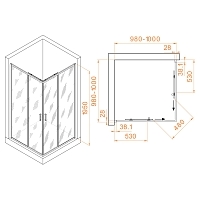 Душевой уголок RGW Passage PA-39B 1950x1000x1000 черный 03083900-14