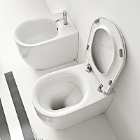 Унитаз приставной KERASAN Nolita с сиденьем белый глянцевый А0002400315+539101