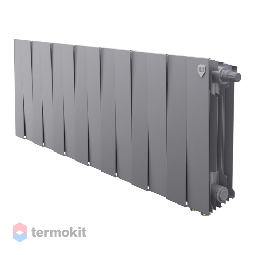 Радиатор Royal Thermo PianoForte 300 VR80 \ 14 секций \ биметаллический с нижним правым подключением 80мм серебристый