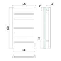 Электрический полотенцесушитель Terminus Аврора П8 500x850 quick touch Сатин