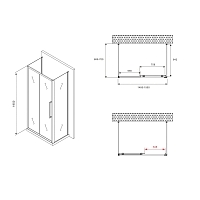 Душевой уголок ABBER Schwarzer Diamant 1950x1500x700 черный матовый AG30150BMH-S70BM-S70BM