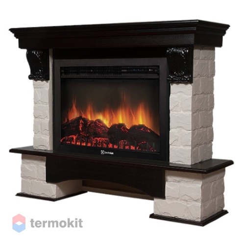 Портал Firelight Forte 30S камень белый, шпон темный дуб