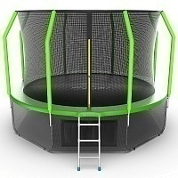 Батут с внутренней сеткой и лестницей Evo Jump Cosmo 12ft (Green) + нижняя сеть