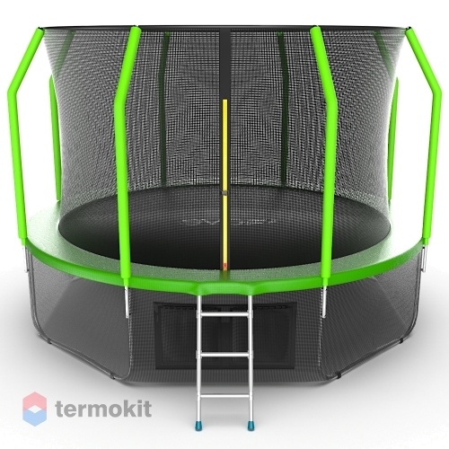 Батут с внутренней сеткой и лестницей Evo Jump Cosmo 12ft (Green) + нижняя сеть