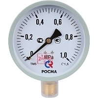 РОСМА Манометр ТМ-510Р.00 (0-1 MPa) G1/2 100мм, общетехнический, радиальное присоединение, КТ 1,5. Модель 2.